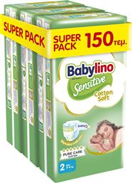 SENSITIVE COTTON SOFT SUPER PACK MINI ΝΟ2 (3-6KG) 150 ΤΕΜΑΧΙΑ (3X50 ΤΕΜΑΧΙΑ) BABYLINO