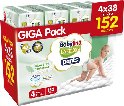 ΣΕΤ PREMIUM ULTRA SOFT PANTS ΝΟ4 MAXI (7-13KG) 152 ΤΕΜΑΧΙΑ (4X38 ΤΕΜΑΧΙΑ) BABYLINO
