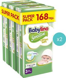 ΣΕΤ SENSITIVE COTTON SOFT SUPER PACK MIDI ΝΟ3 (4-9KG) 336 ΤΕΜΑΧΙΑ (6X56 ΤΕΜΑΧΙΑ) BABYLINO