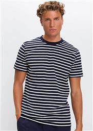 ΑΝΔΡΙΚΟ T-SHIRT ΜΕ ΡΙΓΕ ΣΧΕΔΙΟ REGULAR FIT - D239000791107101 ΜΠΛΕ ΣΚΟΥΡΟ BASEFIELD