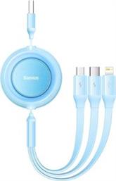 BRIGHT MIRROR 2 RETRACTABLE TYPE-C 3-IN-1 CABLE MICRO+ USB-C + LIGHTNING 3.5A 1.1M SKY BLUE BASEUS