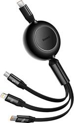 BRIGHT MIRROR 4 RETRACTABLE TYPE-C 3IN1 CABLE MICRO+ USB-C + LIGHTNING 100W 3.5A 1.1M BLACK BASEUS