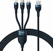 CABLE 3IN1 FLASH II USB LIGHTNING + TYPE-C + MICRO-USB 1.2M 100W 3.5A BLUE BASEUS