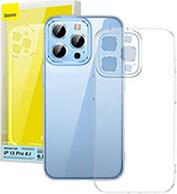 CASE CRYSTAL IPHONE 13 PRO TRANSPARENT+ ALL-TEMPERED-GLASS SCREEN PROTECTOR+CLING KIT BASEUS