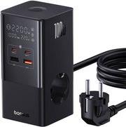 CHARGING STATION POWERCOMBO TOWER 100W 2X USB +2X TYPE-C +2X POWER SOCKETS 1.5M BLACK BASEUS