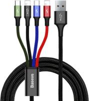 FAST 4-IN-1 CABLE 2X LIGHTNING + TYPE-C + MICRO 3.5A BLACK BASEUS