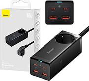 GAN3 PRO 100W WALL CHARGER POWERSTRIP 2XUSB + 2X TYPE-C + CABLE BLACK BASEUS