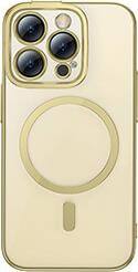 GLITTER MAGNETIC CASE IPHONE 14 PRO MAX GOLD + TEMPERED GLASS + CLEANING KIT BASEUS