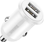 GRAIN PRO CAR CHARGER 2X USB 4.8A 24W WHITE BASEUS