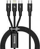 RAPID SERIES 3-IN-1 CABLE USB-C TO MICRO-USB + LIGHTNING + TYPE-C 20W 1.5M BLACK BASEUS