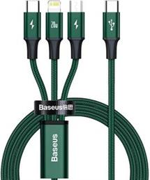 RAPID SERIES BRAIDED USB-C TO LIGHTNING + TYPE-C + MICRO USB CABLE GREEN 20W 1.5M BASEUS από το PLUS4U