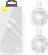 SIMPLE WISDOM DATA CABLE KIT 2-PACK TYPE-C TO LIGHTNING PD 20W 5A 1.5M WHITE BASEUS