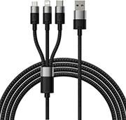 STARSPEED 3-IN-1 FAST CHARGING DATA CABLE USB TO MICRO-USB + LIGHTNING+TYPE-C 3.5A 1.2M BLACK BASEUS