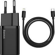 SUPER SI QUICK CHARGER 1C 20W + CABLE TYPE-C TO LIGHTNING IPHONE IPAD 1M BLACK BASEUS