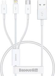 SUPERIOR SERIES USB-A TO LIGHTNING/MICROUSB/USB-C CABLE 20W 2A 0.5M WHITE BASEUS