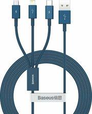 SUPERIOR SERIES USB-A TO LIGHTNING/MICROUSB/USB-C CABLE 20W 2A 1.5M BLUE CAMLTYS-03 BASEUS