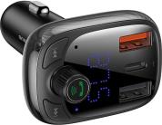 T TYPED S-13 WIRELESS MP3/FM-TRANSMITTER CAR KIT + CHARGER PPS QUICK CHARGE BLACK BASEUS από το e-SHOP