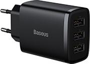 UNIVERSAL WALL CHARGER 3X USB 3.4A 17W BLACK BASEUS από το e-SHOP