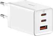 WALL CHARGER GAN5 PRO 2X TYPE-C + USB 65W + TYPE-C CABLE WHITE BASEUS