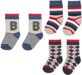 ΚΑΛΤΣΕΣ SOCKS FASHION ΓΚΡΙ/ΠΟΛΥΧΡΩΜΟ 3ΤΜΧ (0-6 ΜΗΝΩΝ)-(16-17) BENETTON