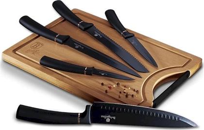 ΣΕΤ ΜΑΧΑΙΡΙΑ BLACK ROSE COLLECTION ΑΠΟ ΑΝΟΞΕΙΔΩΤΟ ΑΤΣΑΛΙ ΜΕ ΕΠΙΦΑΝΕΙΑ ΚΟΠΗΣ ΑΠΟ ΜΠΑΜΠΟΥ 5 ΤΜΧ BERLINGER HAUS