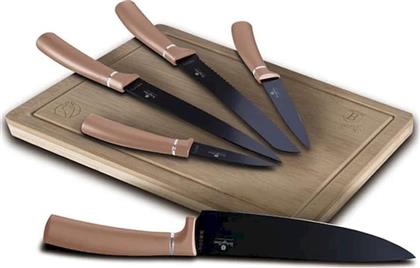 ΣΕΤ ΜΑΧΑΙΡΙΑ METALLIC LINE ROSE GOLD ΑΠΟ ΑΝΟΞΕΙΔΩΤΟ ΑΤΣΑΛΙ ΜΕ ΕΠΙΦΑΝΕΙΑ ΚΟΠΗΣ ΑΠΟ ΜΠΑΜΠΟΥ 5 ΤΜΧ BERLINGER HAUS