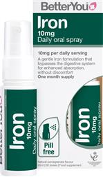 IRON 10MG DAILY ORAL SPRAY ΣΥΜΠΛΗΡΩΜΑ ΔΙΑΤΡΟΦΗΣ ΣΙΔΗΡΟΥ ΣΕ ΜΟΡΦΗ SPRAY ΚΑΤΑ ΤΗΣ ΚΟΥΡΑΣΗΣ & ΚΟΠΩΣΗΣ ΓΙΑ ΑΠΟΤΕΛΕΣΜΑΤΙΚΗ ΑΝΤΙΜΕΤΩΠΙΣΗ ΤΗΣ ΑΝΕΠΑΡΚΕΙΑΣ ΣΙΔΗΡΟΥ ΧΩΡΙΣ ΝΑ ΠΡΟΚΑΛΕΙ ΠΕΠΤΙΚΗ ΔΥΣΦΟΡΙΑ ΜΕ ΦΥΣΙΚΗ ΓΕΥΣΗ ΡΟΔΙ 25ML BETTERYOU