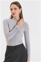 ΓΥΝΑΙΚΕΙΑ ΜΠΛΟΥΖΑ ΜΕ ΨΗΛΟ ΛΑΙΜΟ ΚΑΙ ΣΟΥΡΕΣ ΣΤΑ ΜΑΝΙΚΙΑ - 10-130176-0 ΓΚΡΙ BILL COST