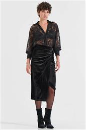 ΓΥΝΑΙΚΕΙΑ MIDI ΦΟΥΣΤΑ ΜΕ ΒΕΛΟΥΔΙΝΗ ΥΦΗ ΚΑΙ ΣΟΥΡΕΣ - 10-210168-0 ΜΑΥΡΟ BILL COST