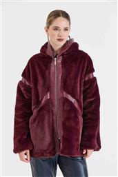 ΓΥΝΑΙΚΕΙΟ JACKET ΜΕ ΚΟΥΚΟΥΛΑ ΑΠΟ FAUX ΓΟΥΝΑ ΚΑΙ ΔΕΡΜΑΤΙΝΗ - 10-290051-0 ΜΠΟΡΝΤΟ BILL COST