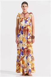 ΓΥΝΑΙΚΕΙΟ MAXI ΦΟΡΕΜΑ ΑΜΑΝΙΚΟ ΜΕ TROPICAL PRINT ΚΑΙ ΦΙΟΓΚΟΥΣ ΣΤΟΥΣ ΩΜΟΥΣ - 10-342362-0 ΠΟΡΤΟΚΑΛΙ BILL COST