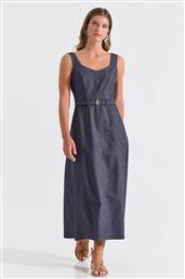ΓΥΝΑΙΚΕΙΟ MAXI ΦΟΡΕΜΑ DENIM ΑΜΑΝΙΚΟ ΜΕ ΖΩΝΗ - 10-200170-0 DENIM BLUE ΣΚΟΥΡΟ BILL COST