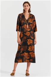 ΓΥΝΑΙΚΕΙΟ MIDI ΦΟΡΕΜΑ ΜΕ ALL-OVER PRINT ΚΑΙ ΜΑΝΙΚΙ 3/4 - 10-342404-0 ΜΑΥΡΟ BILL COST