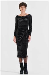 ΓΥΝΑΙΚΕΙΟ MIDI ΦΟΡΕΜΑ ΜΕ ΒΕΛΟΥΔΙΝΗ ΥΦΗ ΚΑΙ ΣΟΥΡΕΣ - 10-210162-0 ΜΑΥΡΟ BILL COST