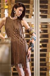 ΓΥΝΑΙΚΕΙΟ MINI ΦΟΡΕΜΑ ΑΜΑΝΙΚΟ ΜΕ ΚΡΟΣΣΙΑ KAI SUEDE ΥΦΗ - 10-020017-0 ΚΑΦΕ BILL COST