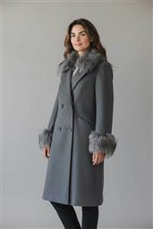 ΓΥΝΑΙΚΕΙΟ ΠΑΛΤΟ ΜΕ ΑΠΟΣΠΩΜΕΝΗ FAUX ΓΟΥΝΑ ΣΤΟ ΓΙΑΚΑ ΚΑΙ ΣΤΑ ΜΑΝΙΚΙΑ - 10-090205-0 ΓΚΡΙ BILL COST