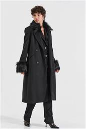 ΓΥΝΑΙΚΕΙΟ ΠΑΛΤΟ ΜΕ ΑΠΟΣΠΩΜΕΝΗ FAUX ΓΟΥΝΑ ΣΤΟ ΓΙΑΚΑ ΚΑΙ ΣΤΑ ΜΑΝΙΚΙΑ - 10-090205-0 ΜΑΥΡΟ BILL COST