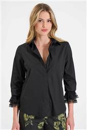 ΓΥΝΑΙΚΕΙΟ ΠΟΥΚΑΜΙΣΟ ΜΕ ΔΑΝΤΕΛΑ ΣΤΑ ΜΑΝΙΚΙΑ - 10-180328-0 ΜΑΥΡΟ BILL COST