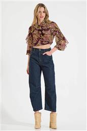 ΓΥΝΑΙΚΕΙΟ ΨΗΛΟΜΕΣΟ ΤΖΙΝ ΠΑΝΤΕΛΟΝΙ CROPPED ΠΕΝΤΑΤΣΕΠΟ BAGGY FIT - 10-200177-0 DENIM BLUE ΣΚΟΥΡΟ BILL COST