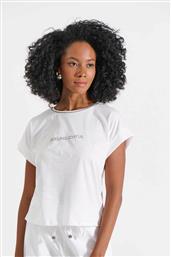 ΓΥΝΑΙΚΕΙΟ T-SHIRT ΜΕ LETTERING ΑΠΟ ΣΤΡΑΣ - 10-120692-0 ΛΕΥΚΟ BILL COST