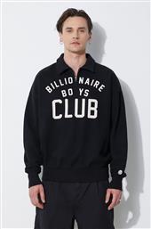 ΒΑΜΒΑΚΕΡΗ ΜΠΛΟΥΖΑ COLLARED HALF ZIP SWEATER ΧΡΩΜΑ: ΜΑΥΡΟ, B24125 BILLIONAIRE BOYS