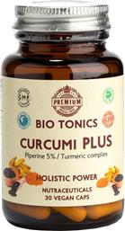 CURCUMI PLUS ΣΥΜΠΛΗΡΩΜΑ ΔΙΑΤΡΟΦΗΣ ΕΚΧΥΛΙΣΜΑΤΟΣ ΚΟΥΡΚΟΥΜΑ & ΜΑΥΡΟΥ ΠΙΠΕΡΙΟΥ ΜΕ ΙΣΧΥΡΕΣ ΑΝΤΙΦΛΕΓΜΟΝΩΔΕΙΣ & ΑΝΤΙΟΞΕΙΔΩΤΙΚΕΣ ΙΔΙΟΤΗΤΕΣ ΓΙΑ ΤΗΝ ΚΑΛΗ ΛΕΙΤΟΥΡΓΙΑ ΤΟΥ ΠΕΠΤΙΚΟΥ 30CAPS BIO TONICS