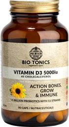 VITAMIN D3 5000IU WIH PROBIOTICS ΣΥΜΠΛΗΡΩΜΑ ΔΙΑΤΡΟΦΗΣ ΒΙΤΑΜΙΝΗΣ D3 & ΜΕΙΓΜΑΤΟΣ ΠΡΟΒΙΟΤΙΚΩΝ ΓΙΑ ΚΑΛΥΤΕΡΗ ΑΠΟΡΡΟΦΗΣΗ ΓΙΑ ΤΗΝ ΚΑΛΗ ΥΓΕΙΑ ΟΣΤΩΝ, ΔΟΝΤΙΩΝ & ΑΝΟΣΟΠΟΙΗΤΙΚΟΥ 90CAPS BIO TONICS