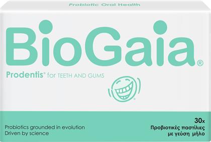 PRODENTIS FOR TEETH & GUMS ΣΥΜΠΛΗΡΩΜΑ ΔΙΑΤΡΟΦΗΣ ΠΡΟΒΙΟΤΙΚΩΝ ΓΙΑ ΤΗΝ ΕΞΙΣΟΡΡΟΠΗΣΗ ΤΗΣ ΜΙΚΡΟΒΙΑΚΗΣ ΧΛΩΡΙΔΑΣ ΣΤΗ ΣΤΟΜΑΤΟΦΑΡΥΓΓΙΚΗ ΚΟΙΛΟΤΗΤΑ, ΑΝΤΙΜΕΤΩΠΙΣΗ ΤΗΣ ΚΑΚΟΣΜΙΑΣ ΜΕΙΩΣΗ ΤΗΣ ΤΕΡΗΔΟΝΑΣ & ΟΥΛΙΤΙΔΑΣ ΜΕ ΓΕΥΣΗ ΜΗΛΟ 30 PASTILLES BIOGAIA