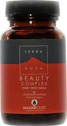 TERRANOVA BEAUTY COMPLEX HAIR - SKIN - NAILS ΣΥΜΠΛΗΡΩΜΑ ΔΙΑΤΡΟΦΗΣ ΜΕ ΒΙΤΑΜΙΝΕΣ, ΜΕΤΑΛΛΑ, ΚΑΡΟΤΕΝΟΕΙΔΗ & MSM ΓΙΑ ΤΗΝ ΚΑΛΗ ΥΓΕΙΑ ΤΩΝ ΜΑΛΛΙΩΝ, ΝΥΧΙΩΝ & ΤΟΥ ΔΕΡΜΑΤΟΣ 50VEG.CAPS BIONAT