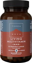 TERRANOVA LIVING MULTIVITAMIN MAN ΣΥΜΠΛΗΡΩΜΑ ΔΙΑΤΡΟΦΗΣ ΜΕ ΠΟΛΥΒΙΤΑΜΙΝΕΣ ΓΙΑ ΤΗΝ ΚΑΛΗ ΛΕΙΤΟΥΡΓΙΑ ΤΟΥ ΚΑΡΔΙΑΓΓΕΙΑΚΟΥ ΣΥΣΤΗΜΑΤΟΣ, ΤΗΝ ΠΡΟΣΤΑΣΙΑ ΤΟΥ ΑΝΔΡΙΚΟΥ ΟΥΡΟΠΟΙΗΤΙΚΟΥ & ΤΗ ΜΕΙΩΣΗ ΤΗΣ ΚΟΥΡΑΣΗΣ - ΚΟΠΩΣΗΣ 50VEG.CAPS BIONAT