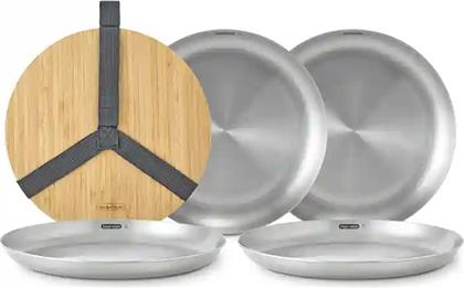 ΣΕΤ ΠΙΑΤΩΝ ΠΙΚΝΙΚ ΜΕ ΚΑΠΑΚΙ ΚΑΙ ΛΑΒΗ 25 CM 4-PACK ΧΡΩΜΑ: ΓΚΡΙ BLACK AND BLUM