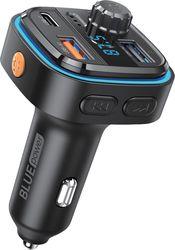 BLUETOOTH FM TRANSMITTER CAR KIT & CAR CHARGER 2X USB-A +TYPE-C + MICRO-SD BLACK BPBCC08 BLUE POWER