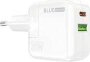 WALL CHARGER 30W 3A 1X USB-A + 1X TYPE-C WHITE BLUE POWER