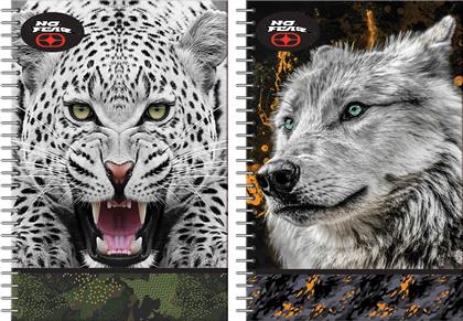 ΤΕΤΡΑΔΙΟ 17X25CM ΣΠΙΡΑΛ 2ΘΕΜΑΤΩΝ 70ΦΥΛΛΑ NO FEAR WHITE WOLF-JAGUAR 2 ΣΧΕΔΙΑ 348-11402 BMU